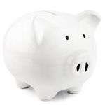 White Piggy Bank Cute Ceramic Coin Money Piggy Bank, Makes a Perfect Unique Gift, Nursery Décor, Keepsake, Or Savings Piggy Bank for Kids Adult (White)