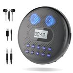 CD Player Portable, ARAFUNA Portable CD Player with Dual Stereo Speakers, Rechargeable CD Player for Car with Anti-Skip Protection, Walkman CD Player with Headphones and AUX Cable
