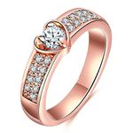 Aienid Rose Gold Plated Women Rings with Stones Zircon 5Mm Women Ring Anniversary Promise Love Us