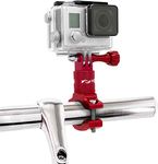 MyGadget Action Camera Bike Holder 360° Rotation - Anti Shake Bicycle & Motorcycle Mount - Handlebar Metal Cradle compatible with GoPro Hero 10 9 8 7 Xiaomi Yi - Red