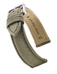 Alpine Cordura Fabric top and Water Resistant Leather Lining Watch Strap with Quick Release Spring Bars - Olive 22mm