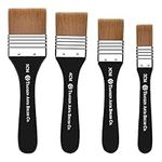 Tibapla 4 Pcs Flat Paint Brushes, Wide 2/3/4/5cm Artist Flat Paint Brushes, Large Nylon Chip Brushes, Acrylic Paint Brushes for Acrylic Painting Watercolor Gesso Oil Paint Varnishes Glues Stains Glazes Gouache