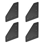 sourcing map L Shape Outside Joining Plate, 60mm x 60mm x 4mm with 5-Hole Joint Bracket for 2020 Aluminum Profile, 4 Pcs (Black)