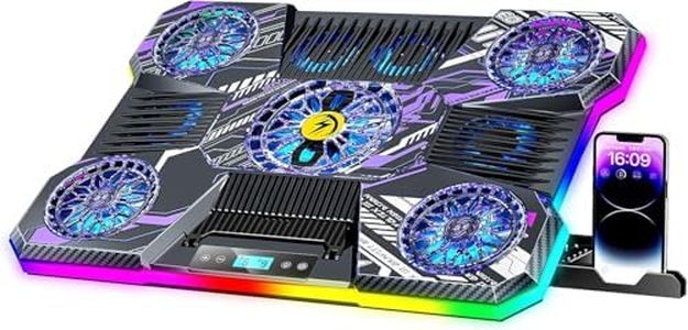 ChillCore RGB Laptop Cooling Pad, Gaming Laptop Fan Cooling Pad 9 Fans for 15.6-19.3 Inch Laptops, Laptop Cooler with 8 Height Stands, 2 USB Ports - A21 Pattern