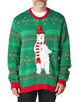 Blizzard Bay Men's Polar Bear Scarf Crew Neck Ugly Xmas, Green Combo, L