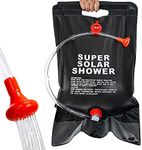 Camping Shower Bag Solar Shower Bag with Removable Hose & On-Off Switchable Shower Head & Black Mesh Drawstring Bag for Beach Swimming Outdoor Traveling Picnic Hiking Climbing (40 Liter Bag)