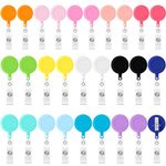 PerKoop 28 Pcs Badge Reel Retractable 25'' Badge Holder with 360 Degrees Swivel Alligator Clips Mixed Colors ID Badge Clip for Nurse Back to School Student Teacher Hanging Card Gift(Bright color)