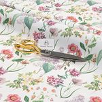 Haaris Imaan Digital Printed Water Resistant Upholstery Fabric, Flowers (1 Metre, White Background)