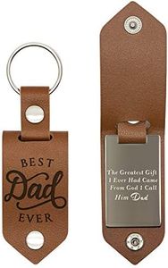 culivis Personalized Leather Keychain Engraved Keychain for Men Dad Husband Boyfriend Leather Keychain Hidden Message, Brown for Dad 1