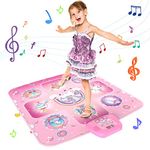 GirlsHome Dance Mat for Kids, Light Up LED Dance Pad with 5 Game Modes, Built-in Music, Touch Sensitive Kids Musical Mat, Dance Floor Mat Unicorn Toys for Girls & Boys Ages 5+ Birthday Gift (Pink)