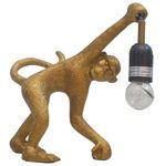 Britalia Gold Resin Walking Monkey Sculpture Vintage Table Lamp with Hanging Lampholder | 24cm Height | 1 x ES E27 Lamp Bulb Required | UK Approved | High Definition Chimpanzee