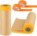 Pre-Taped Masking Paper for Painting, 2 Pack 18 inch x 66 feet Painters Paper Roll and 1 inch x 66 feet Masking Tape, Tape and Drape Paint Masking Paper for Painting Cars Auto Body Wall Floor