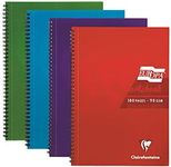 Clairefontaine Europa - Ref 5804Z Wirebound Notebooks, Hardwearing Bright and Glossy Covers, 180 Lined Sheets, A4 size and Micro-Perforated Pages, Pack of 4 Assorted Colours