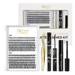 QUEWEL DIY Eyelash Extensions Kit, 240 Pcs Lash Clusters, Clusters Eyelash Applicator Tool, Super Hold Cluster Lashes Bond and Seal, Clusters Lash Glue Remover Easy to Apply at Home(30D+40D D MIX8-14)