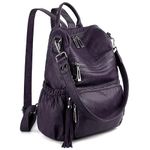 UTO Women Backpack Purse Leather Vegan Ladies Fashion Designer Rucksack Convertible Travel Shoulder Bag with Tassel Purple