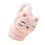 THE DDS STORE Cute Cat Fluffy Ear Muff for Women Plush Foldable Earmuffs Kids Winter Earmuffs Girls Boys Cold Weather Ear Warmer (Pink)