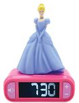 LEXIBOOK Digital Alarm Kids with Night Light Snooze, Childrens Clock, Luminous Disney Princess, Pink Colour