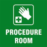 Procedure Room Sign Board GREEN with Double Side Adhesive Tape-Vinyl Sticker with Forex Board-(20x20cm) Hospital,Clinic,Dental Care, Medical,Treatment