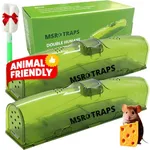 MSR Traps Humane Mouse Traps- 2X Dual Doors Non Poisonous- XL Size- Kids & Pet Friendly Mouse Traps for Indoors- Comes with Cleaning Brush- Really Simple- Highly Sensitive Reusable Mousetraps for Mice