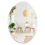 20" x 28" Frameless Oval Mirror, Decorative Beveled Edge Bathroom Mirror for Wall in Entryway, Washroom, Living Room and More