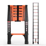 SINMEIRUN 16.5FT/5.0M Telescoping Ladder, Portable Extension Folding Ladder, Multi-Purpose Compact Ladder for Household or Outdoor Work, 330lbs/150kg Max Capacity