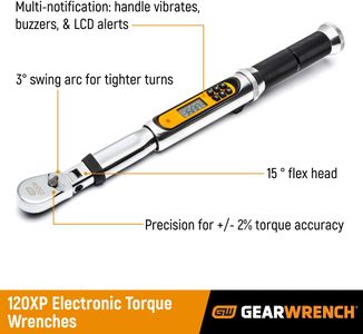 GEARWRENCH 3/8" Drive Electronic Torque Wrench – 120XP Flex Head, Angle