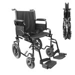 Pepe - Lightweight Folding Wheelchair for Adults (Sturdy Steel Frame), Travel, Steel Transit