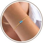 Stocking Stuffers for Women Girlfriend Birthday Gifts Gold Bracelets for Women with Turquoise Birthstone Adjustable Link Bracelet Anniversary Christmas Jewelry