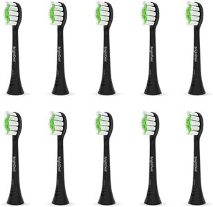 Testine di Ricambio per Philips Sonicare Spazzolino – Testine di Ricambio Elettriche Compatibili con Sonicare Protectiveclean, HealthyWhite, Confezione da 10 Pezzi, Nero