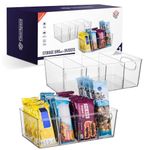 ClearSpace Plastic Pantry Organization and Storage Bins with Removable Dividers – Perfect Kitchen Organization or Kitchen Storage – Refrigerator Organizer Bins, Cabinet Organizers (2 Pack)