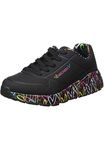 Skechers Girl's Uno Lite Lovely Luv Sneaker, Black Synthetic/Multi Trim, 6 UK