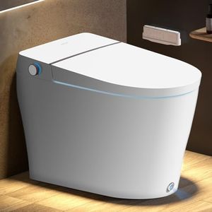 EPLO Smart Bidet Toilet,Electric Elongated Toilet with Bidet Built in,Tankless Toilet with Auto open/close,Heated Seat,Warm Water,Auto Flush,Nightlight,Remote Control,One Piece Toilet for Bathrooms
