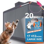 20-Pack Cat Scratch Furniture Couch Protector - Large Size 17x12inch Sofa Protectors Tape from Anti Cats Claws Scratching , Chair Corner Guards Cover for Cat Stop Scratching with 50 Twist Pins and Toy