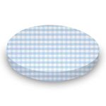 SheetWorld 100% Cotton Jersey Round Crib Sheet, Blue Gingham, 42 x 42, Made in USA