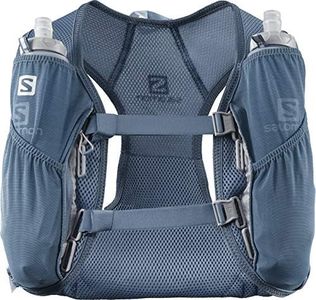 Salomon Lightweight Racing Backpack 6 Litre, 2 Bottles Soft Flask 50 ml Included, Agile 6 Set, Blue (Copen Blue), LC1305800