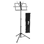 TIGER MUS56-PRO Easy-Folding Metal Sheet Music Stand - Professional Sturdy Portable Stand with Carry Bag - Black