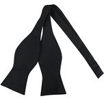 Elnuk Styles 100% Silk Mens Black Solid Self Bow Tie Tuxedo Wedding Formal Bow Ties for Man