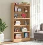 EKRON Engineered Wood 6 Tier Bookcase Open Book Shelf Storage Cabinet (MR-007 / Light Oak / 136 x 24 x 71cm) DIY (Do It Yourself)