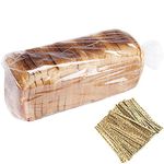 Bread Bags With Ties,100Pieces 18x4x8 Inches Reusable Plastic Bread Bags for Homemade Bread Gift Giving,Clear Bread Loaf Storage Bags