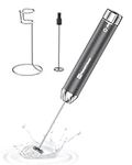 Maestri House Rechargeable Milk Frother with Stepless Speed Control, Handheld Electric Foam Maker Waterproof Detachable Stainless Steel Whisk Drink Mixer Foamer for Lattes, Cappuccino, LunaFro Max