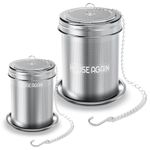 HOUSE AGAIN Tea Infuser (2 Pack, Large + Small), Extra Fine Mesh Strainers for Loose Tea, 18/8 Stainless Steel Strainer with Extended Chain Hook, Steeper