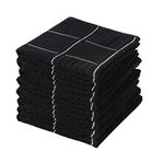 Glynniss Dish Cloths for Kitchen Washing Dishes, Super Absorbent Dish Rags, Cotton Terry Cleaning Cloths Pack of 8 (Black, 12x12 inches)