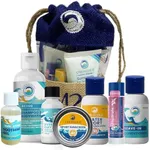 EcoConscious Travel Kit Body & Hair Care Gift Set | Shampoo & Body wash | Conditioner | SPF30, SPF20 and Mineral Sunscreen | SPF 30 Cucumber Mint and Hydrate Cherry Vanilla Lip Balm by Stream2Sea