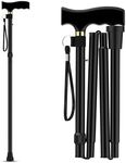 Walking Stick Adjustable Height Mobility Aids Folding Walking Canes With Wrist Strap Walking Sticks For Men Women & Elderly Disabled Lightweight For Right & Left Handed Walking Stick Black (1)