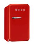 Smeg FAB5URR 16" 50's Retro Style Series Compact Refrigerator with 1.5 cu. ft. Capacity Absorption Cooling Automatic Defrost LED Interior Lighting and Adjustable Shelves in Red with Right