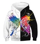 JSJCHENG 3D Animal Print Hoodies for Boys Girls Hooded Pullover Sweatshirts for 4-15 Years(Butterfly, 8-11 Years)