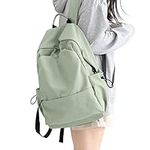 HYC00 School Backpack Womens, Causal Travel Bags 14 Inch Laptop Backpack, Lightweight School Rucksack for Teenage Girls Water Resistant Bookbag College Boys Daypack, Light Green