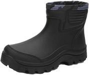 Enelauge Men's Waterproof Rain Short Boots Shoes Nonslip Rubber Rain Footwear, Black, 11.5