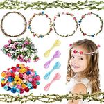 WILLBOND 146 Pcs Flower Crowns Craft Kit Flower Garland Headbands for Girls DIY Kids Hair Accessories Kit Handmade Arts and Crafts, Indoor and Outdoor Activities for Kids Age 6, 7, 8, 9, 1