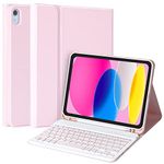 CC Store for iPad 10th 2022 Keyboard Case, Bluetooth Keyboard for iPad 10.9 inch (10th 2022), Case with Wireless Detachable Rechargeable Keyboard for iPad 10.9 2022,Cover with Pencil Holder (Pink)